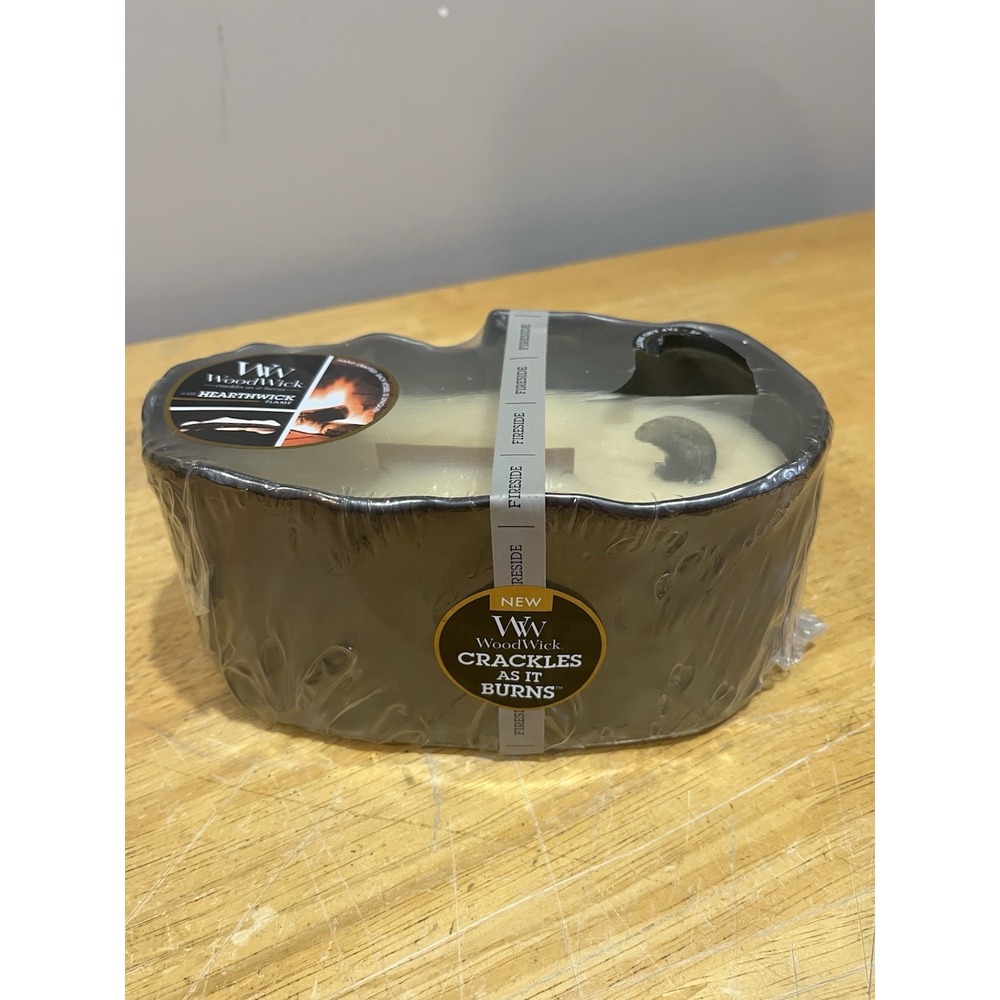 WoodWick Hearthwick‎ Fireside Candle Ceramic Crackle Hand Crafted Vessel